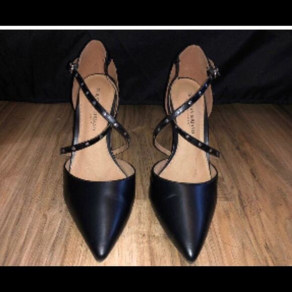 Christian Siriano Payless black Studded Heels Strappy stilettos SZ 8 pointed - Picture 1 of 14